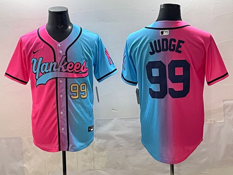 Men New York Yankees #99 Judge Blue pink Game 2025 Nike MLB Jersey style 003